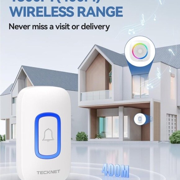 NIB NEW! White Wireless Doorbell with LED Light New in Box Security Door Bell - Picture 6 of 12